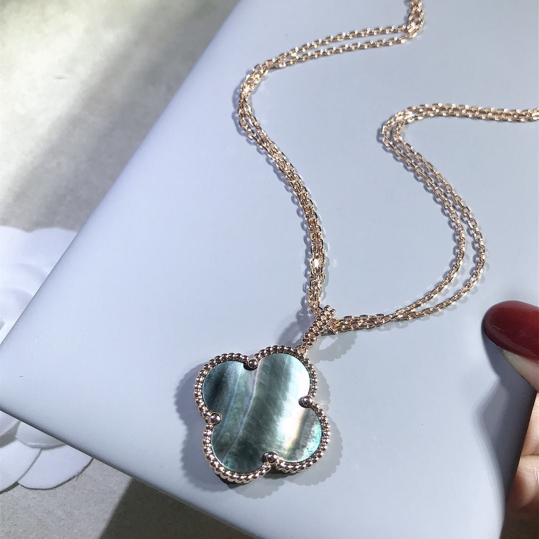 [Perla Lux]CLOVER 25MM GOLD DARK MOP BIG CLOVER NECKLACE