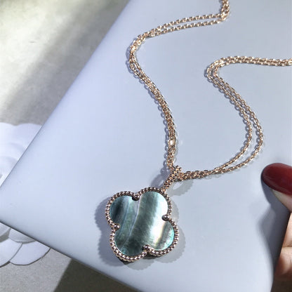 [Perla Lux]CLOVER 25MM GOLD DARK MOP BIG CLOVER NECKLACE