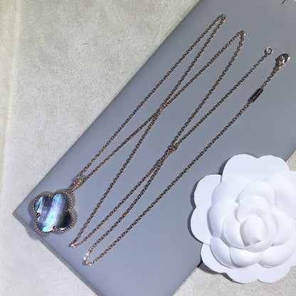 [Perla Lux]CLOVER 25MM GOLD DARK MOP BIG CLOVER NECKLACE
