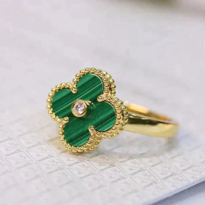 [Perla Lux]CLOVER MALACHITE RING GOLD DIAMOND