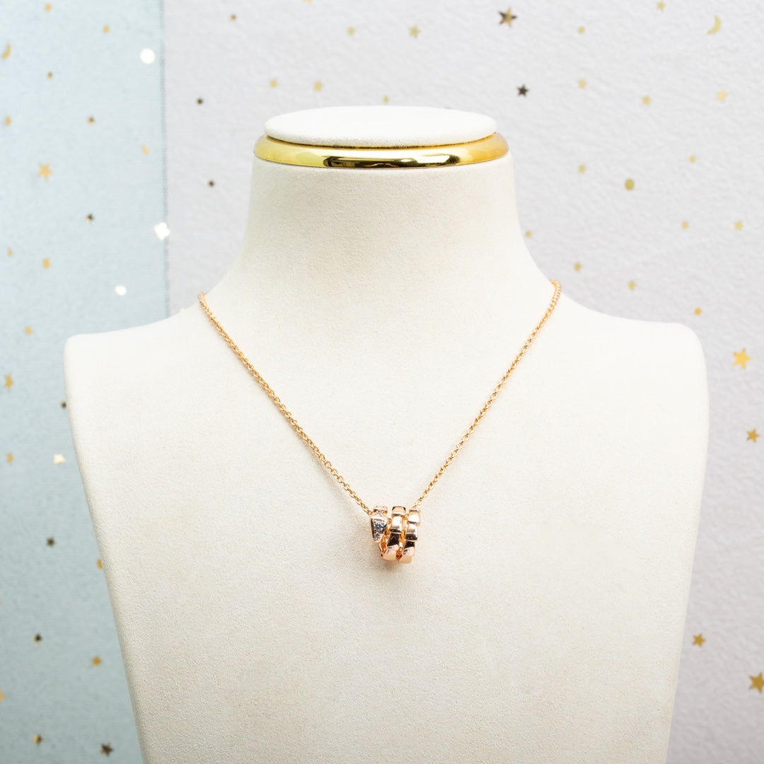[Perla Lux]SERPENTI PINK GOLD NECKLACE DIAMOND