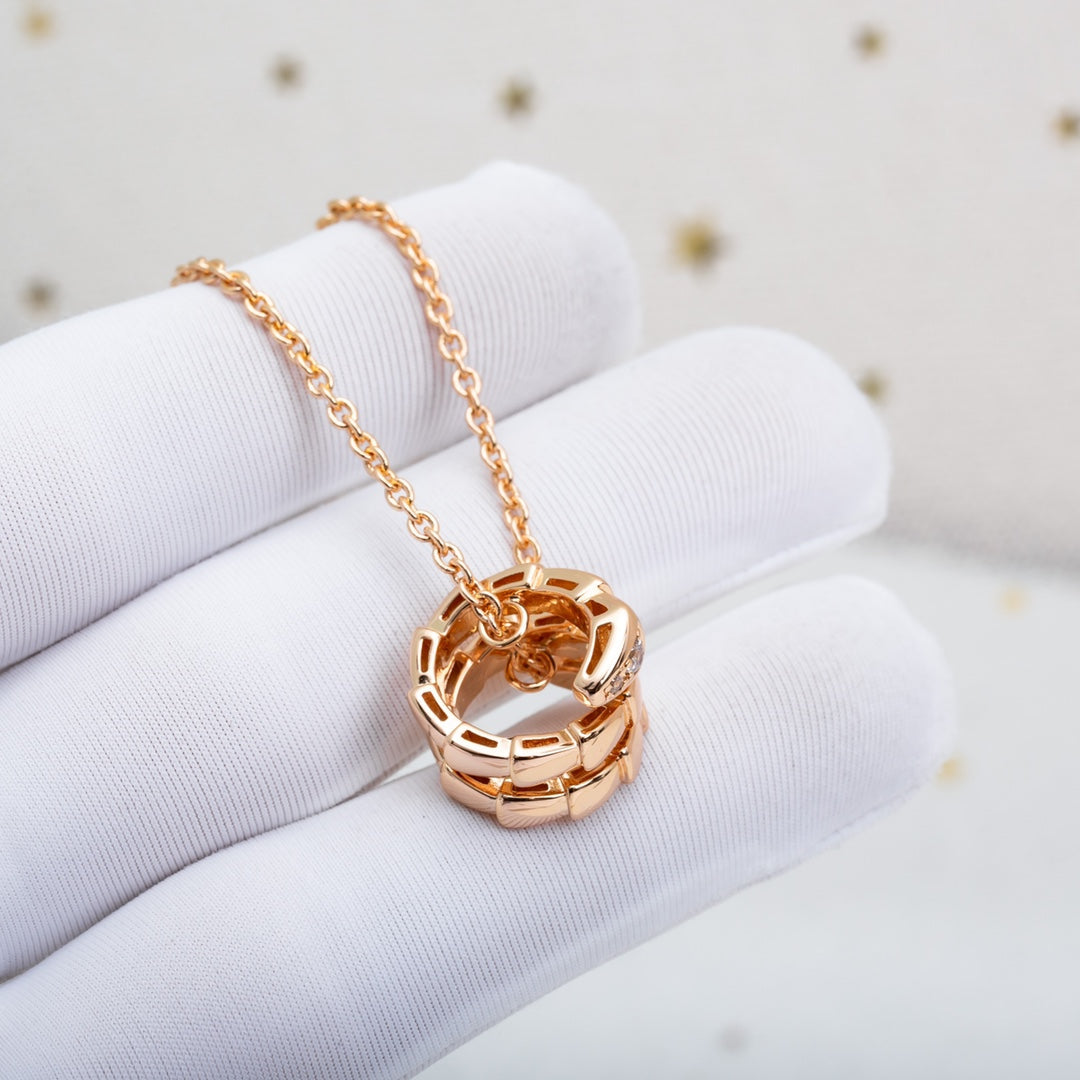 [Perla Lux]SERPENTI PINK GOLD NECKLACE DIAMOND