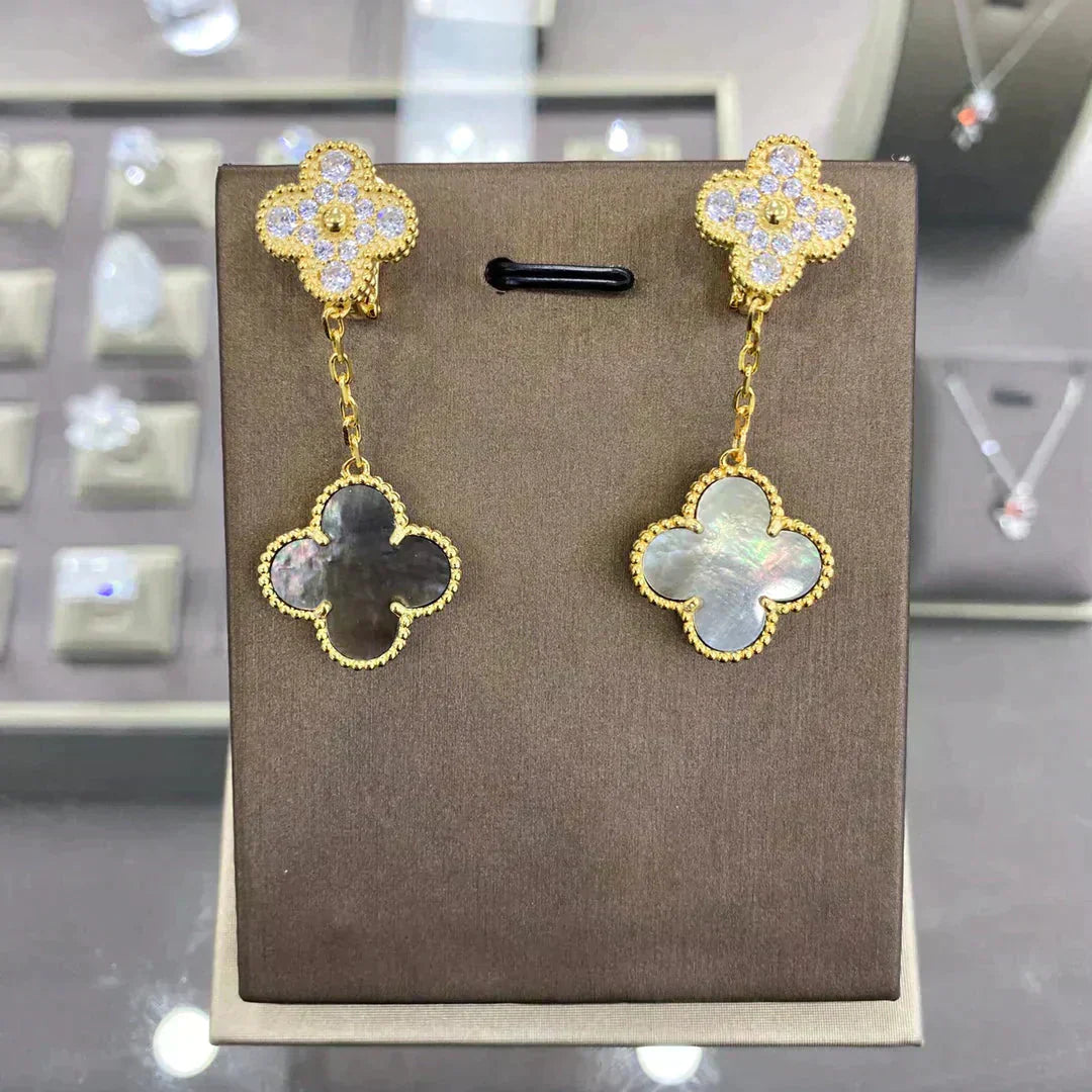 [Perla Lux]CLOVER  2 MOTIFS  DIAMOND  EARRINGS (MULTIPLE CHOICESç´