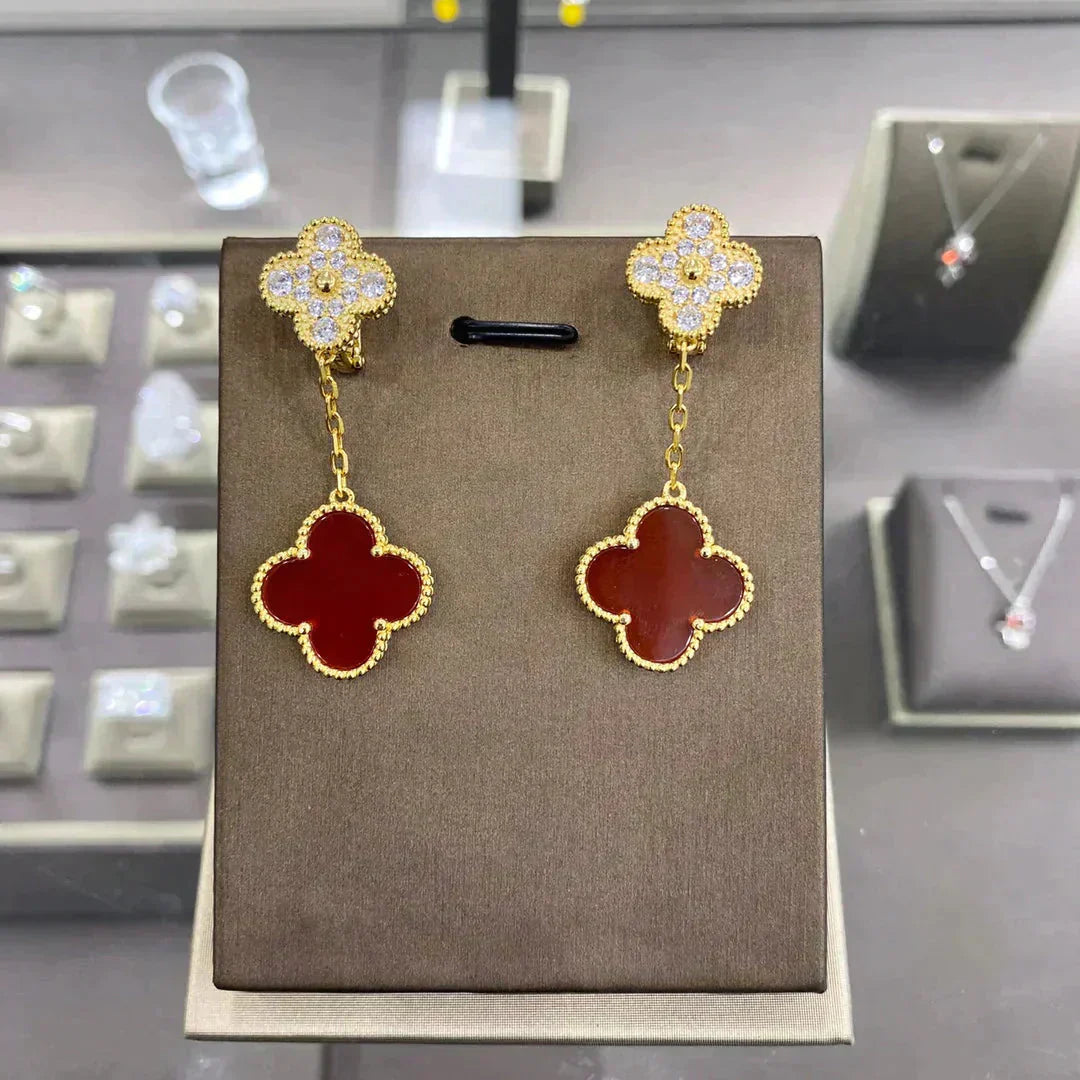 [Perla Lux]CLOVER  2 MOTIFS  DIAMOND  EARRINGS (MULTIPLE CHOICESç´