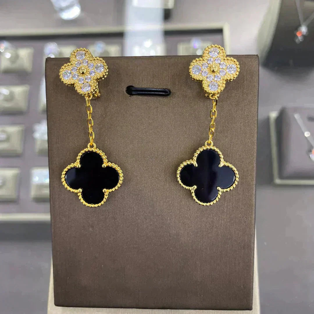 [Perla Lux]CLOVER  2 MOTIFS  DIAMOND  EARRINGS (MULTIPLE CHOICESç´