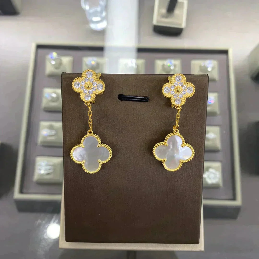 [Perla Lux]CLOVER  2 MOTIFS  DIAMOND  EARRINGS (MULTIPLE CHOICESç´