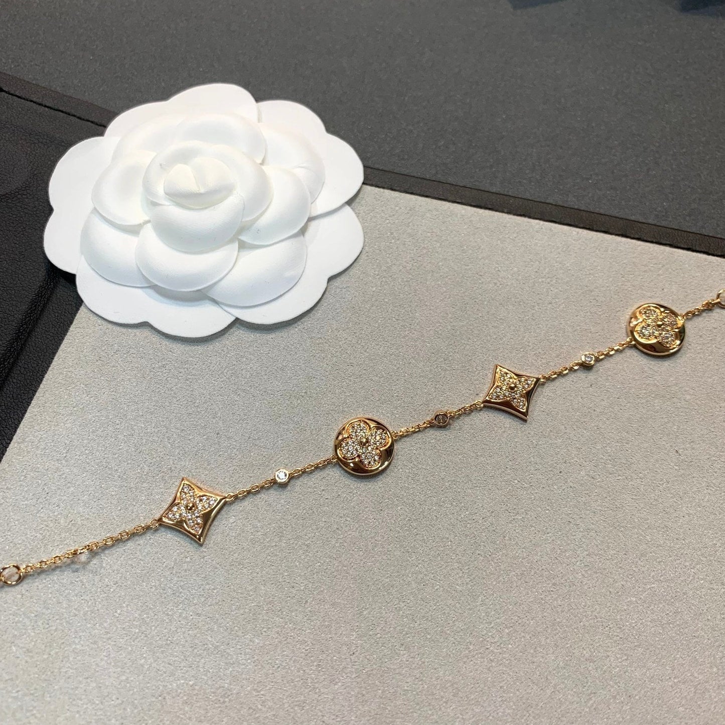 [Perla Lux]STAR AND SUN 4 MOTIFS GOLD DIAMONDS BRACELET