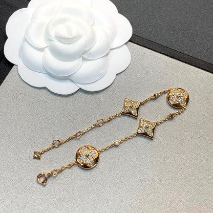 [Perla Lux]STAR AND SUN 4 MOTIFS GOLD DIAMONDS BRACELET