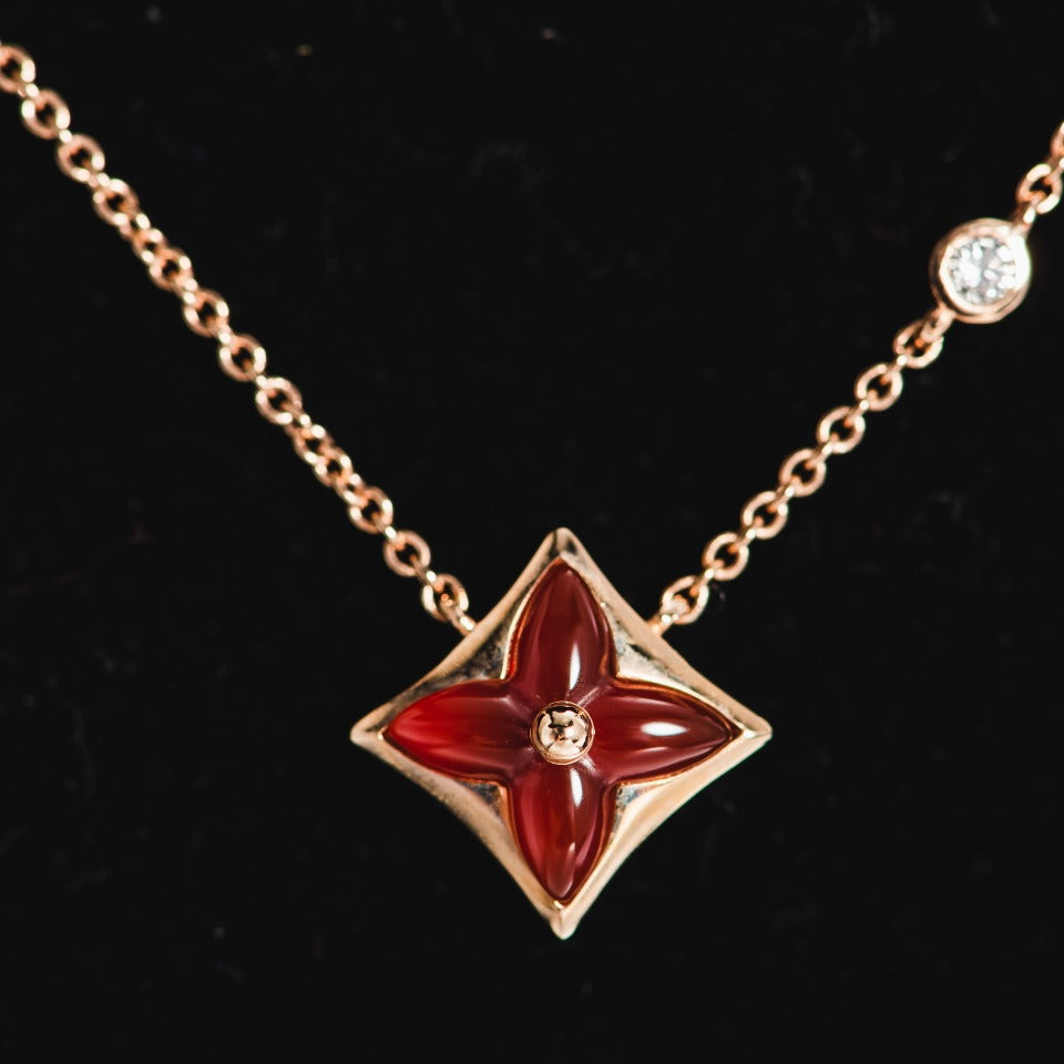 [Perla Lux]STAR NECKLACE PINK GOLD 1 DIAMOND