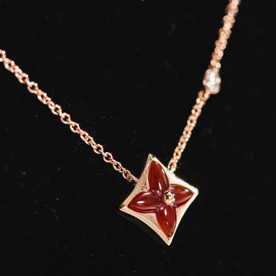[Perla Lux]STAR NECKLACE PINK GOLD 1 DIAMOND