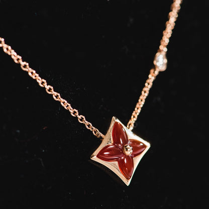 [Perla Lux]STAR NECKLACE PINK GOLD 1 DIAMOND
