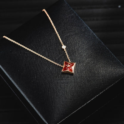 [Perla Lux]STAR NECKLACE PINK GOLD 1 DIAMOND