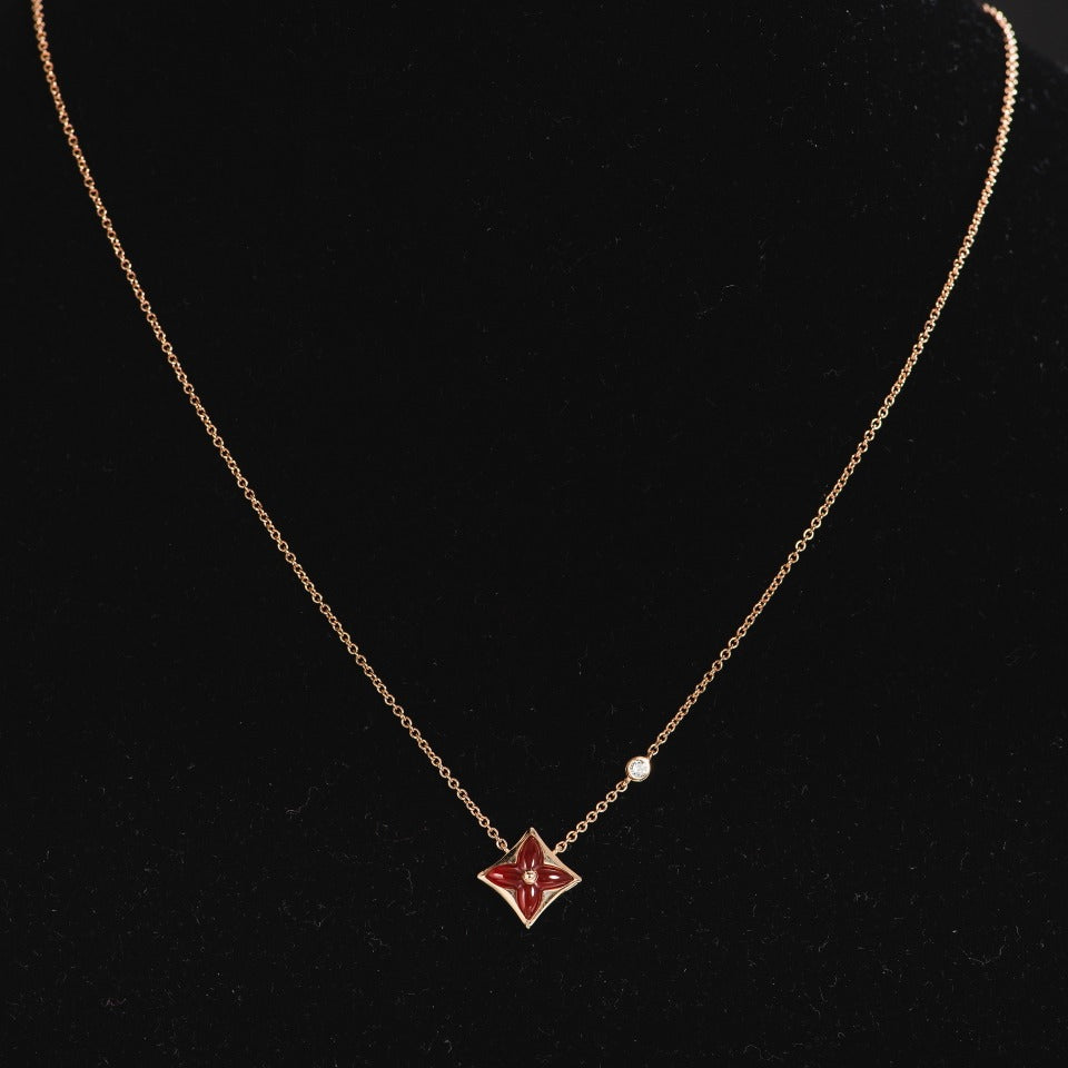 [Perla Lux]STAR NECKLACE PINK GOLD 1 DIAMOND