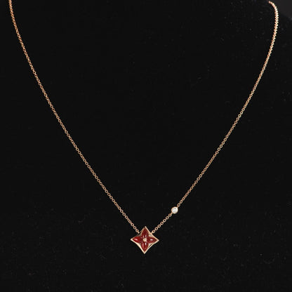 [Perla Lux]STAR NECKLACE PINK GOLD 1 DIAMOND