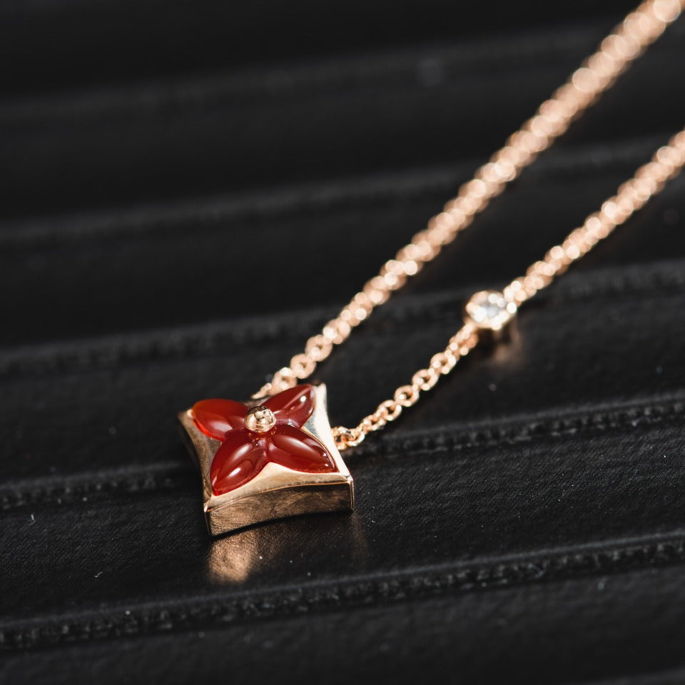 [Perla Lux]STAR NECKLACE PINK GOLD 1 DIAMOND