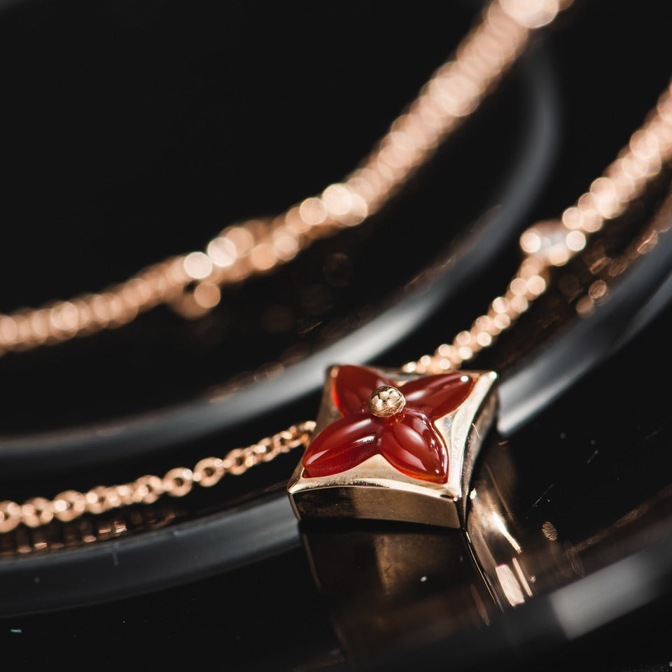 [Perla Lux]STAR NECKLACE PINK GOLD 1 DIAMOND