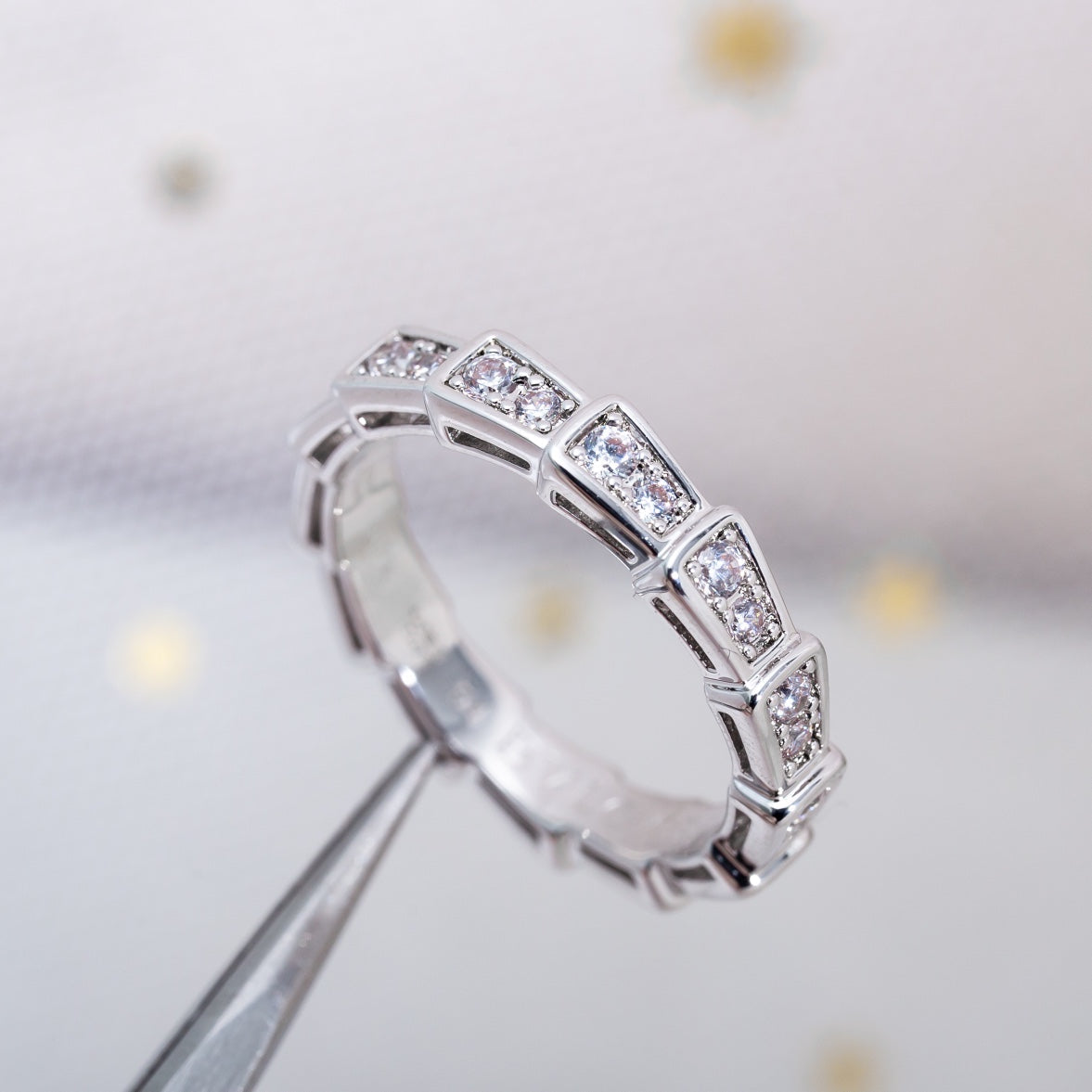 [Perla Lux]SERPENTI RING SILVER DIAMOND PAVED 3MM