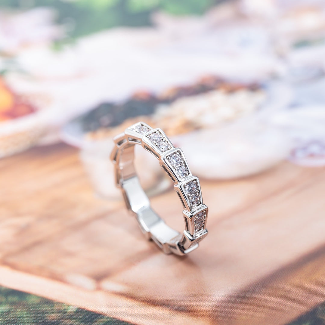 [Perla Lux]SERPENTI RING SILVER DIAMOND PAVED 3MM