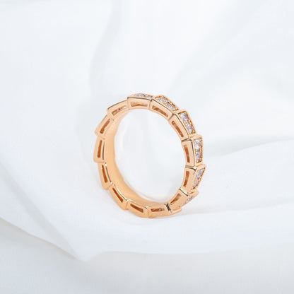 [Perla Lux]SERPENTI RING PINK GOLD DIAMOND PAVED 3MM