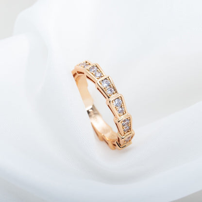 [Perla Lux]SERPENTI RING PINK GOLD DIAMOND PAVED 3MM