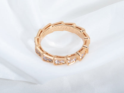 [Perla Lux]SERPENTI RING PINK GOLD DIAMOND PAVED 3MM