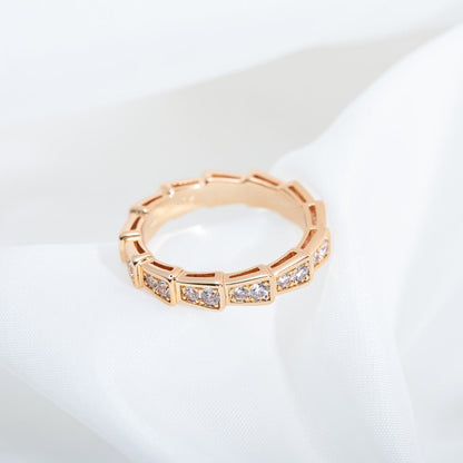 [Perla Lux]SERPENTI RING PINK GOLD DIAMOND PAVED 3MM