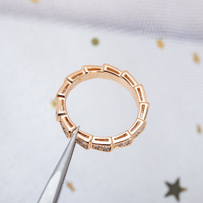 [Perla Lux]SERPENTI RING PINK GOLD DIAMOND PAVED 3MM