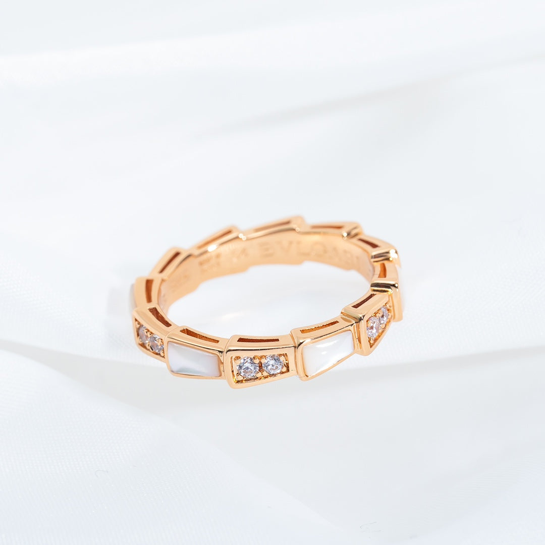 [Perla Lux]SERPENTI RING PINK GOLD DIAMOND MOP 3MM