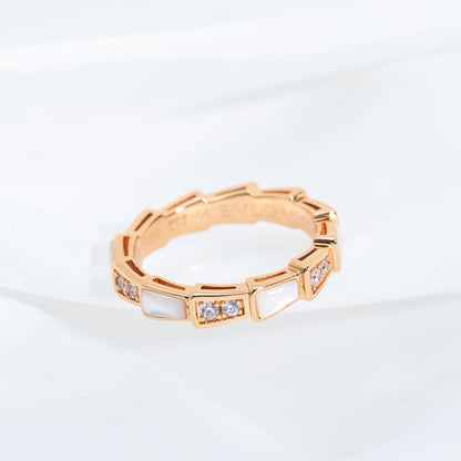 [Perla Lux]SERPENTI RING PINK GOLD DIAMOND MOP 3MM