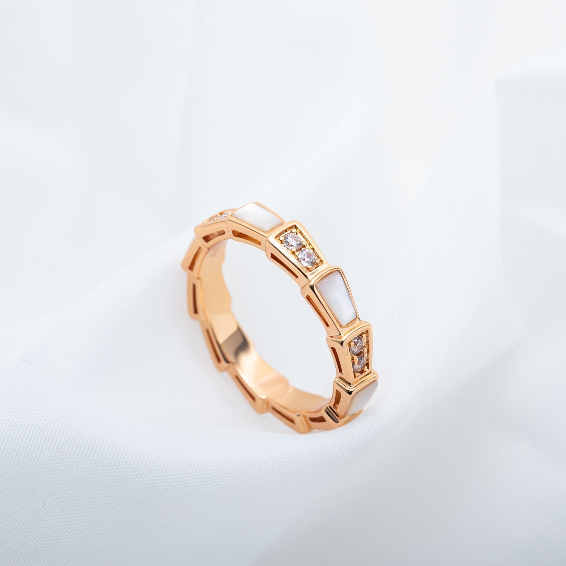 [Perla Lux]SERPENTI RING PINK GOLD DIAMOND MOP 3MM