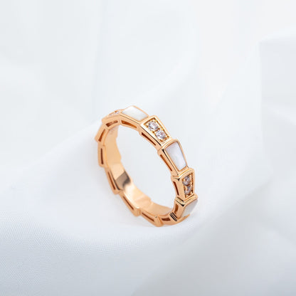 [Perla Lux]SERPENTI RING PINK GOLD DIAMOND MOP 3MM