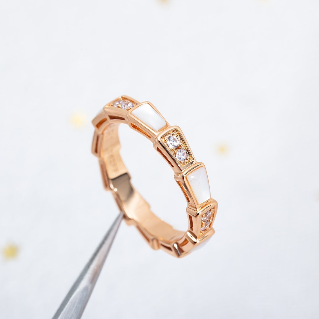 [Perla Lux]SERPENTI RING PINK GOLD DIAMOND MOP 3MM