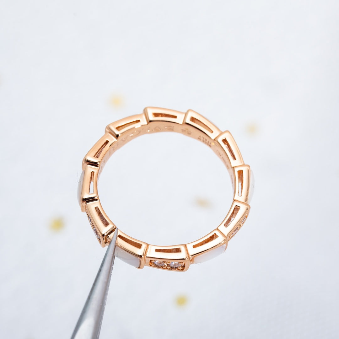[Perla Lux]SERPENTI RING PINK GOLD DIAMOND MOP 3MM