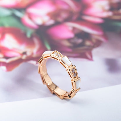 [Perla Lux]SERPENTI RING PINK GOLD DIAMOND MOP 3MM