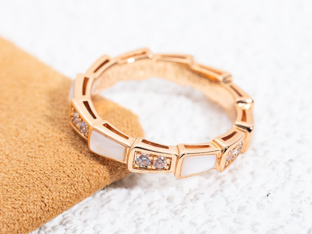 [Perla Lux]SERPENTI RING PINK GOLD DIAMOND MOP 3MM