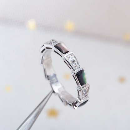 [Perla Lux]SERPENTI RING SILVER  DIAMOND BLACK MOP 3MM