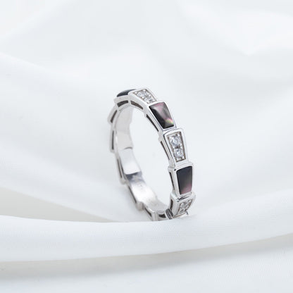 [Perla Lux]SERPENTI RING SILVER  DIAMOND BLACK MOP 3MM
