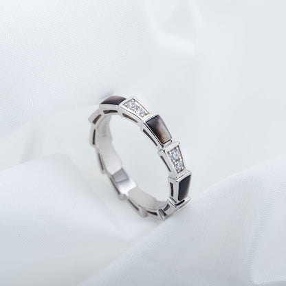 [Perla Lux]SERPENTI RING SILVER  DIAMOND BLACK MOP 3MM