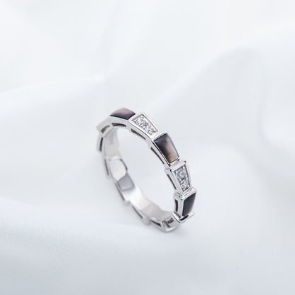 [Perla Lux]SERPENTI RING SILVER  DIAMOND BLACK MOP 3MM