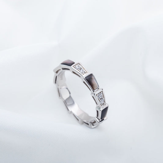 [Perla Lux]SERPENTI RING SILVER  DIAMOND BLACK MOP 3MM
