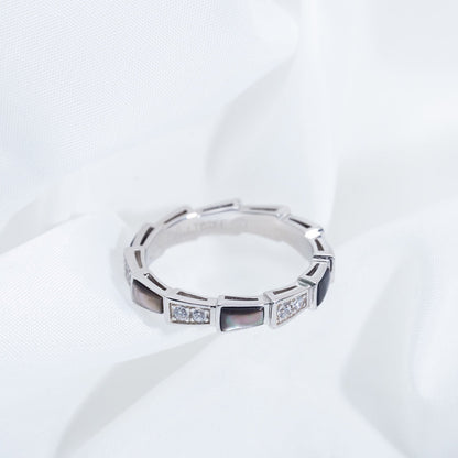[Perla Lux]SERPENTI RING SILVER  DIAMOND BLACK MOP 3MM