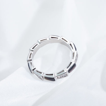 [Perla Lux]SERPENTI RING SILVER  DIAMOND BLACK MOP 3MM