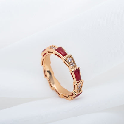 [Perla Lux]SERPENTI RING PINK GOLD CARNELIAN DIAMOND 3MM