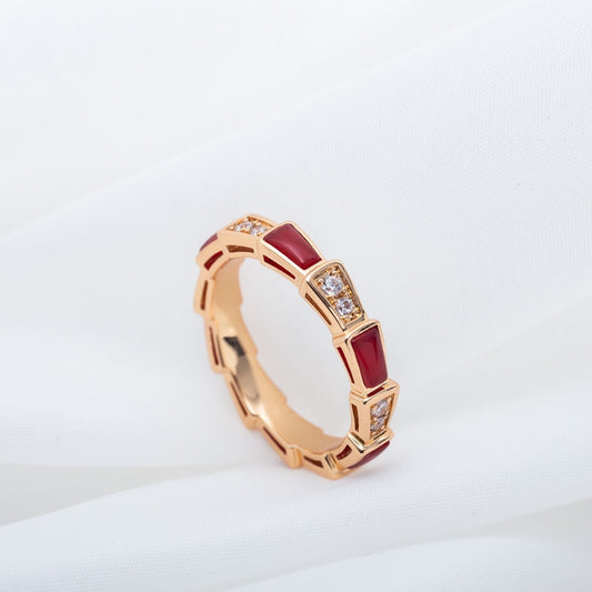 [Perla Lux]SERPENTI RING PINK GOLD CARNELIAN DIAMOND 3MM