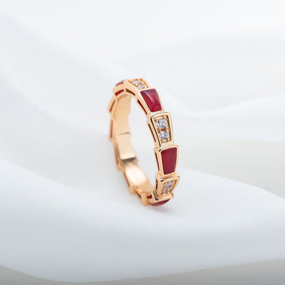 [Perla Lux]SERPENTI RING PINK GOLD CARNELIAN DIAMOND 3MM