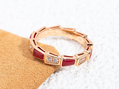 [Perla Lux]SERPENTI RING PINK GOLD CARNELIAN DIAMOND 3MM