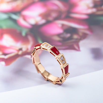 [Perla Lux]SERPENTI RING PINK GOLD CARNELIAN DIAMOND 3MM