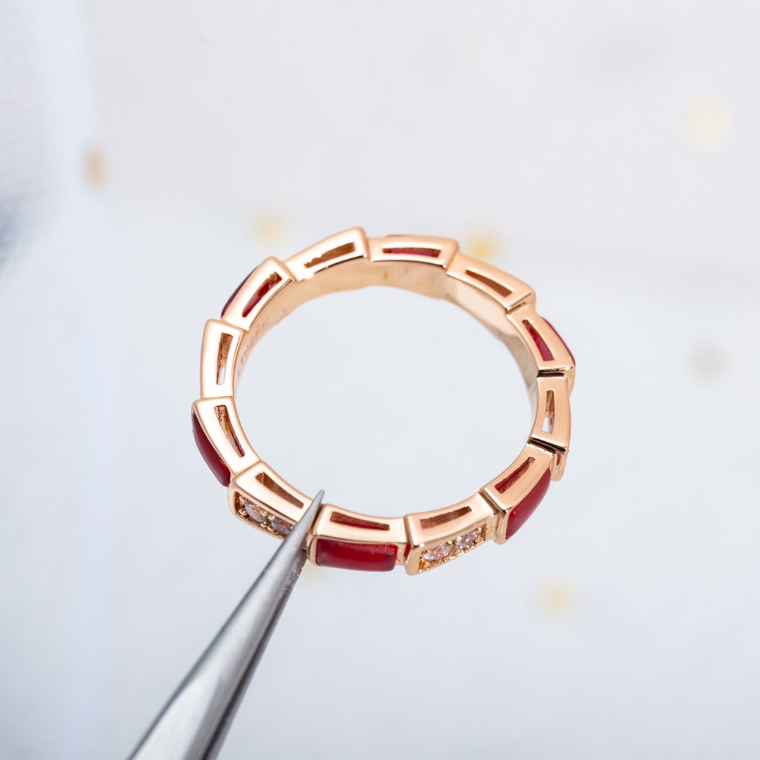 [Perla Lux]SERPENTI RING PINK GOLD CARNELIAN DIAMOND 3MM