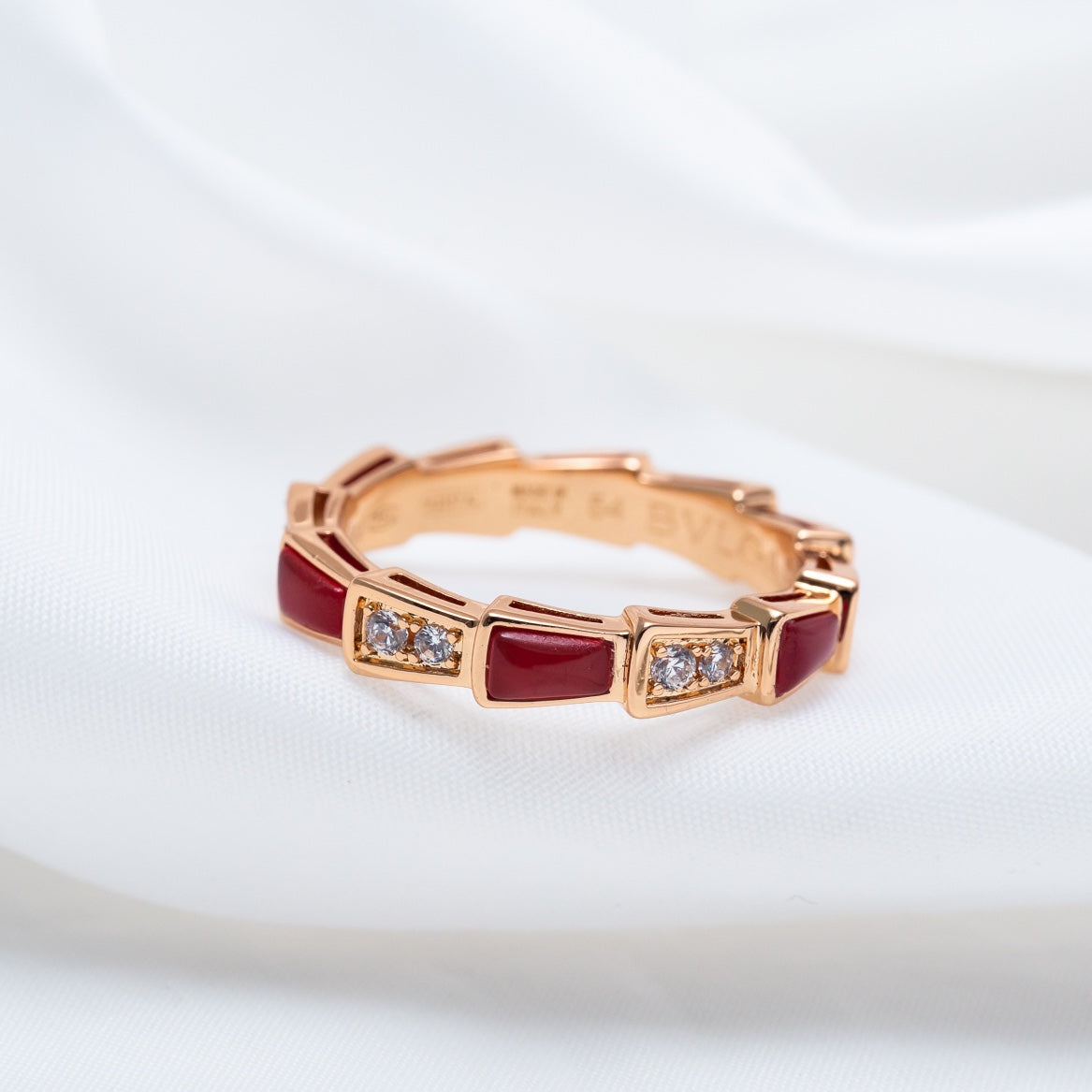 [Perla Lux]SERPENTI RING PINK GOLD CARNELIAN DIAMOND 3MM