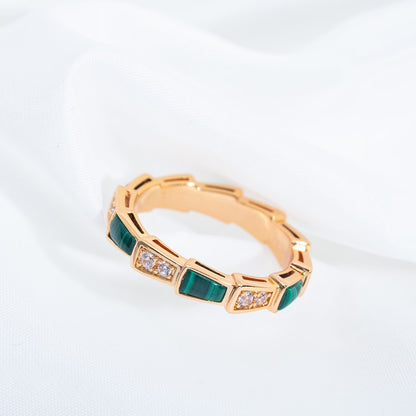 [Perla Lux]SERPENTI RING PINK GOLD MALACHITE DIAMOND 3MM